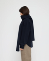 Long Extrafine Merino Wool Scarf Navy Black