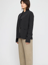 Pocket Ribbed Merino Wool Cardigan Charcoal