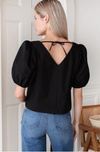 Silk Velvet V Top Black