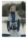 Bandana Ecru Black Grey Wool/Cashmere Scarf