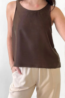  Natalie Busby Silk Essential Tank in Espresso