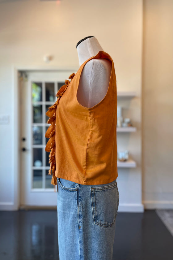 Silk & Cotton Blend Vest with Embroidered Bows