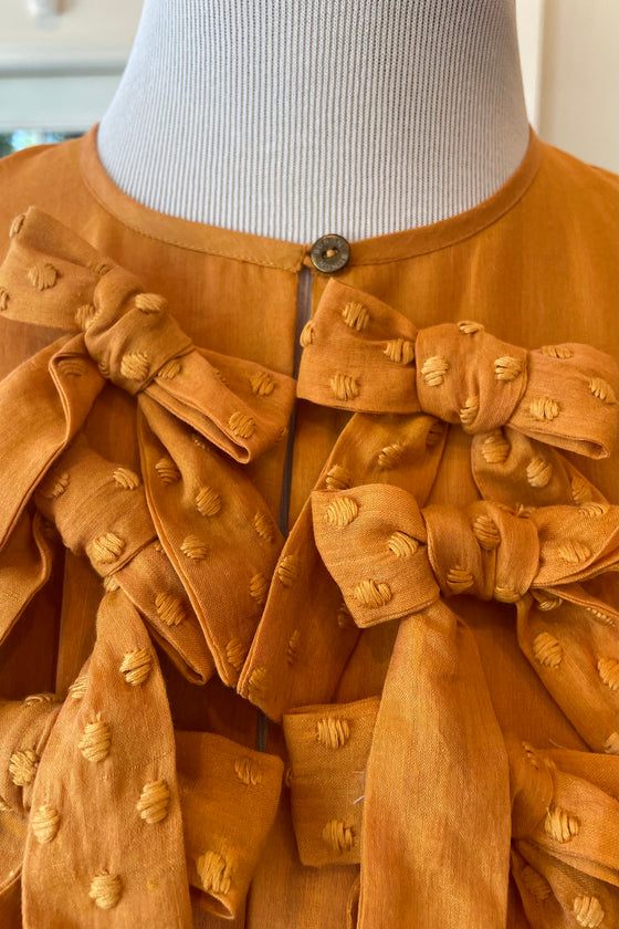 Silk & Cotton Blend Vest with Embroidered Bows