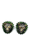 Tsavorite and Diamond Lion Earrings
