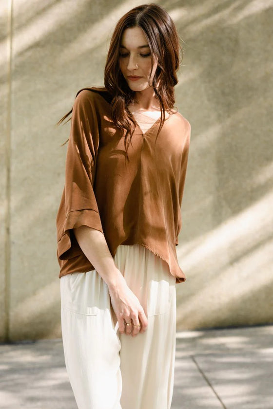 Natalie Busby Off the Cuff V-Neck Coffee