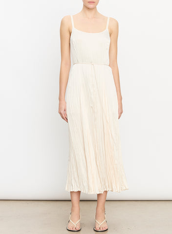Vince Off White Chiffon Relaxed Crushed Slip Dress