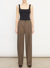 Black and Camel Houndstooth Pleat Front Pant