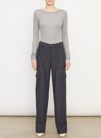 Vince Charcoal Flannel Wide Leg Raver Pant