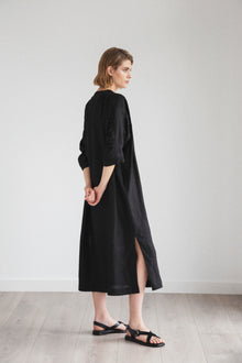  Velma Dress in Black Linen