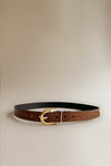 Kallmeyer Wide Leather Belt Chestnut Crocodile