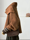 Vela Short Wool Coat with Scarf Chestnut