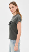 Classic Ciao Tee - Flocked Block in Faded Black