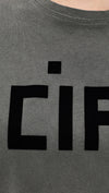 Classic Ciao Tee - Flocked Block in Faded Black