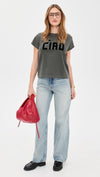 Classic Ciao Tee - Flocked Block in Faded Black