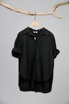 Boyfriend Cotton Short Shirt - Black
