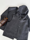 Short Wool Jacket and Vest Set  Charcoal