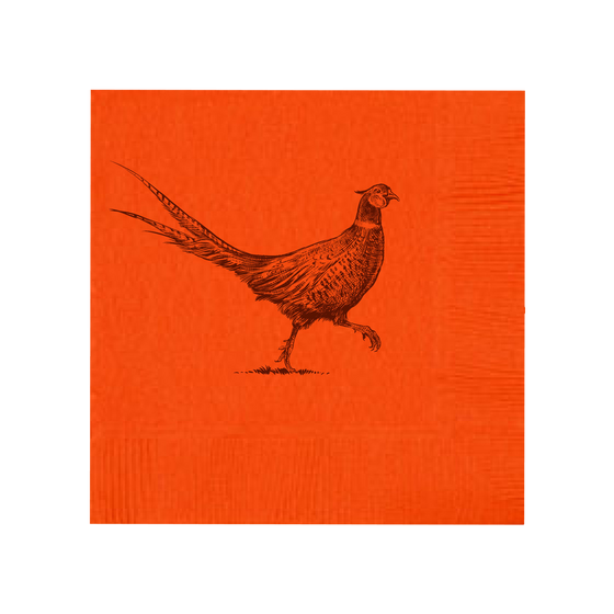 Pheasant Strut Orange Beverage Napkins