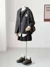 Short Wool Jacket and Vest Set  Charcoal