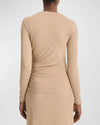 Side Drape Longsleeve Crew in Cashew