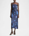 Poppy Blur Crushed Column Dress Midnight