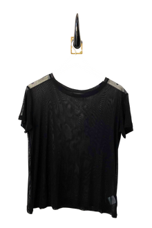  Silk Tulle Boyfriend Top -Black