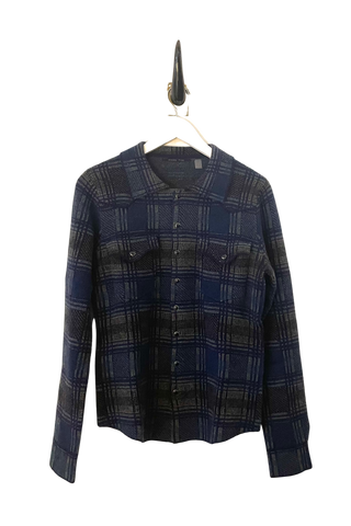Brazeau Tricot Regal Plaid Cashmere Cowgirl Cardigan Sweater
