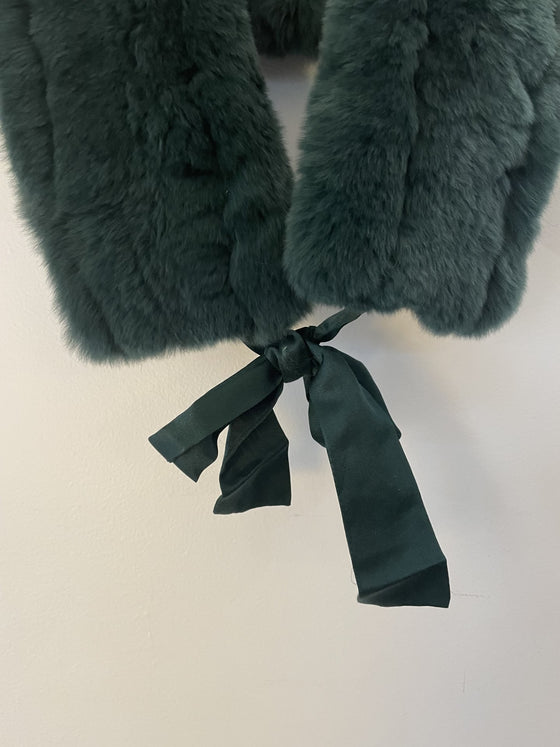 Emerald Fur Collar with Silk Tie