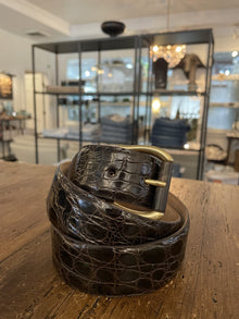  W. Kleinberg Chocolate Crocodile Belt with Horn Buckle