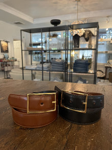 W. Kleinberg Reversible Belt with Gold Buckle Oil and Black