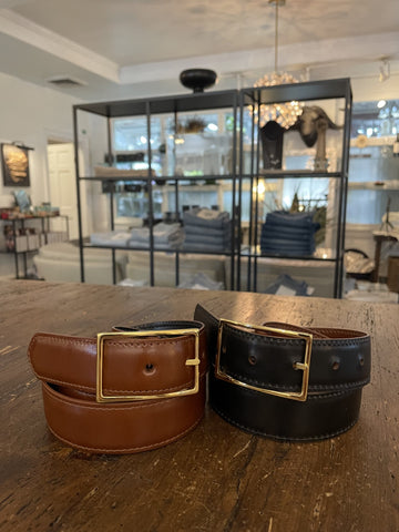 W. Kleinberg Reversible Belt with Gold Buckle Oil and Black