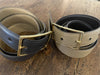 W. Kleinberg Reversible Belt with Gold Buckle Camel and Chocolate