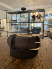  W. Kleinberg Chocolate Hair Calf Belt with Horn Buckle
