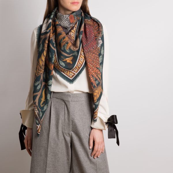 Scarf Spree Slate Gray Safari Large Silk Square Scarf - See Our Butterfly Scarf Tie!