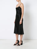 VOZ Liquid Slip Dress Black - Midi Length