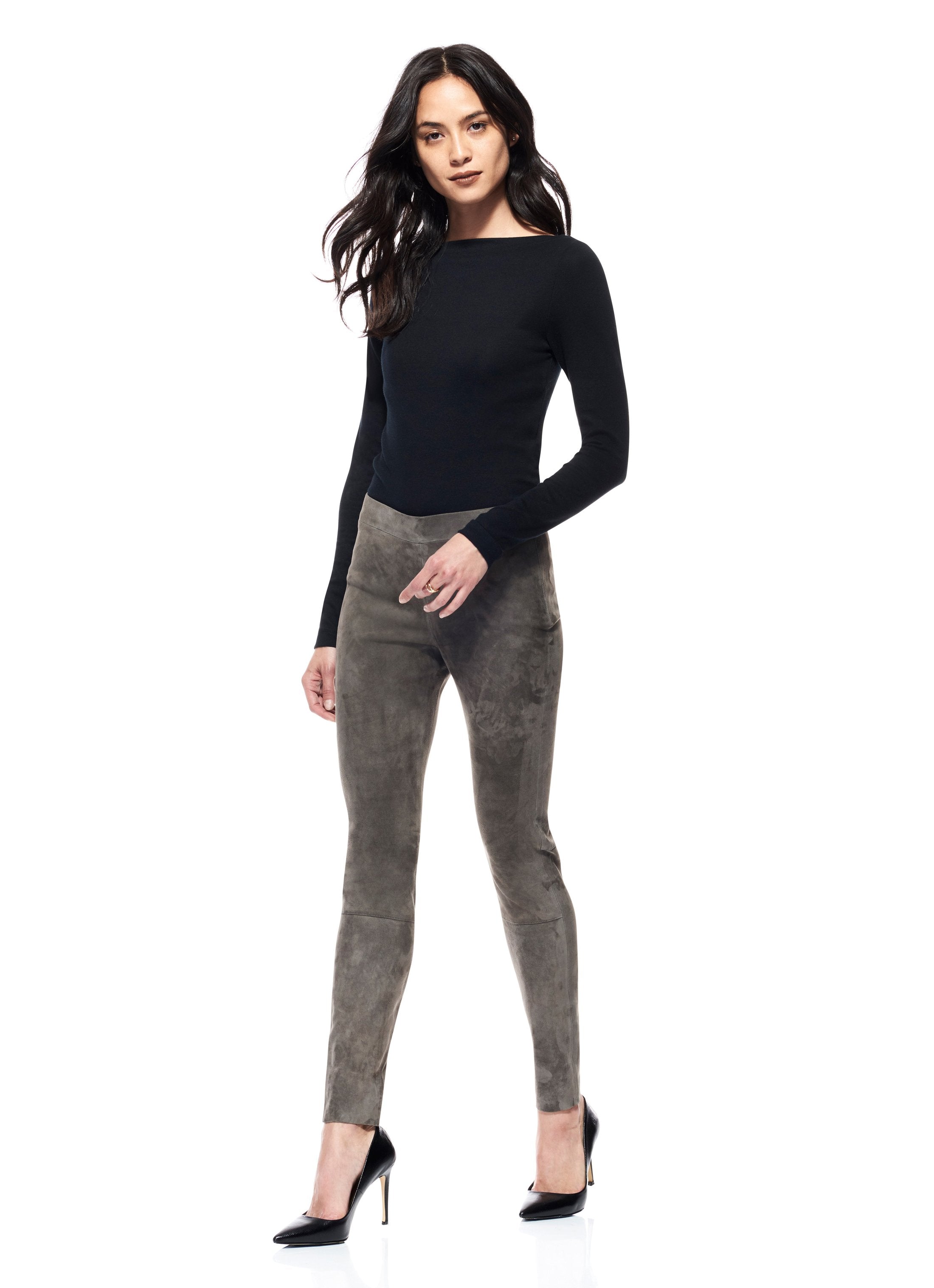 Beautiful, soft and stretchy suede leggings in porcini found at PATRICIA in Southern Pines, NC