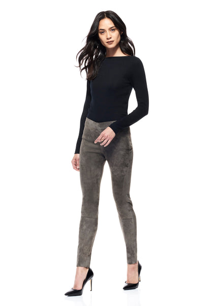 Beautiful, soft and stretchy suede leggings in porcini found at PATRICIA in Southern Pines, NC