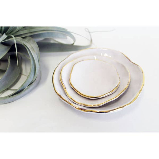 JKH Ceramics Pinch Pot Nesting Bowls - Gold Edge