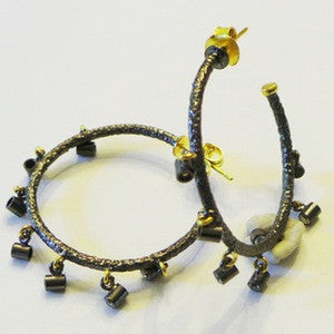 Oxidized Silver Hoops