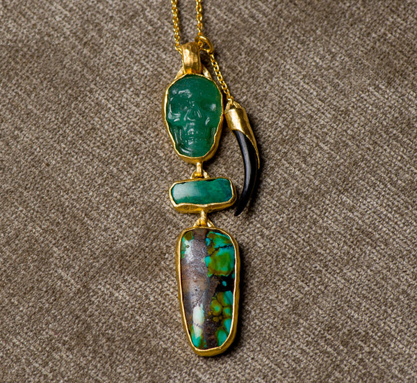 Heather Benjamin | Handmade Green Jade Skull Necklace