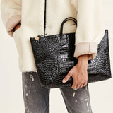 Clare V. Black Croco Attaché