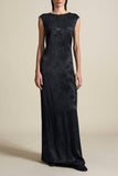Kallmeyer Black Satin Brocade Circle Back Gown found at Patricia in Southern Pines, NC 