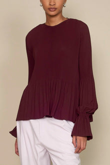  Kallmeyer Burgundy Crepe Pleat and Release Romance Top