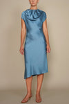 Kallmeyer Cerulean Satin Bias Drawstring Dress