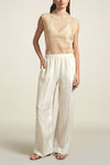 White Crinkle Allongé Trouser