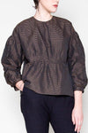 Shosh Black Taffeta Blouse With Blouson Sleeves