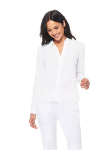  White or Caribbean Blue 100% linen shirt with a frayed hem by Ecru found at PATRICIA in Southern Pines and Raleigh, NC