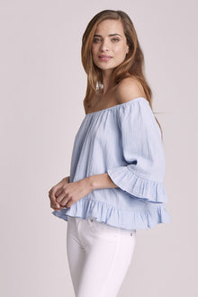  Marie Oliver Sylvie Denim Ruffle Top