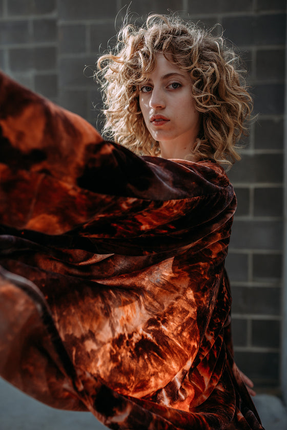 Rise & Ramble Silk Velvet Kimono in Ember