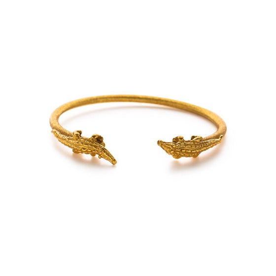 Gold Alligator Flexible Open Bangle