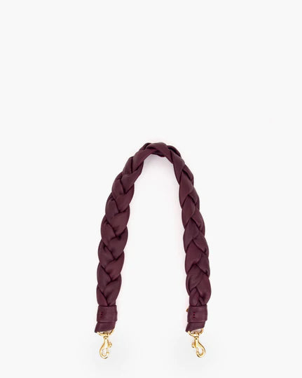 Clare V. Shortie Strap Braided Plum Nappa Leather